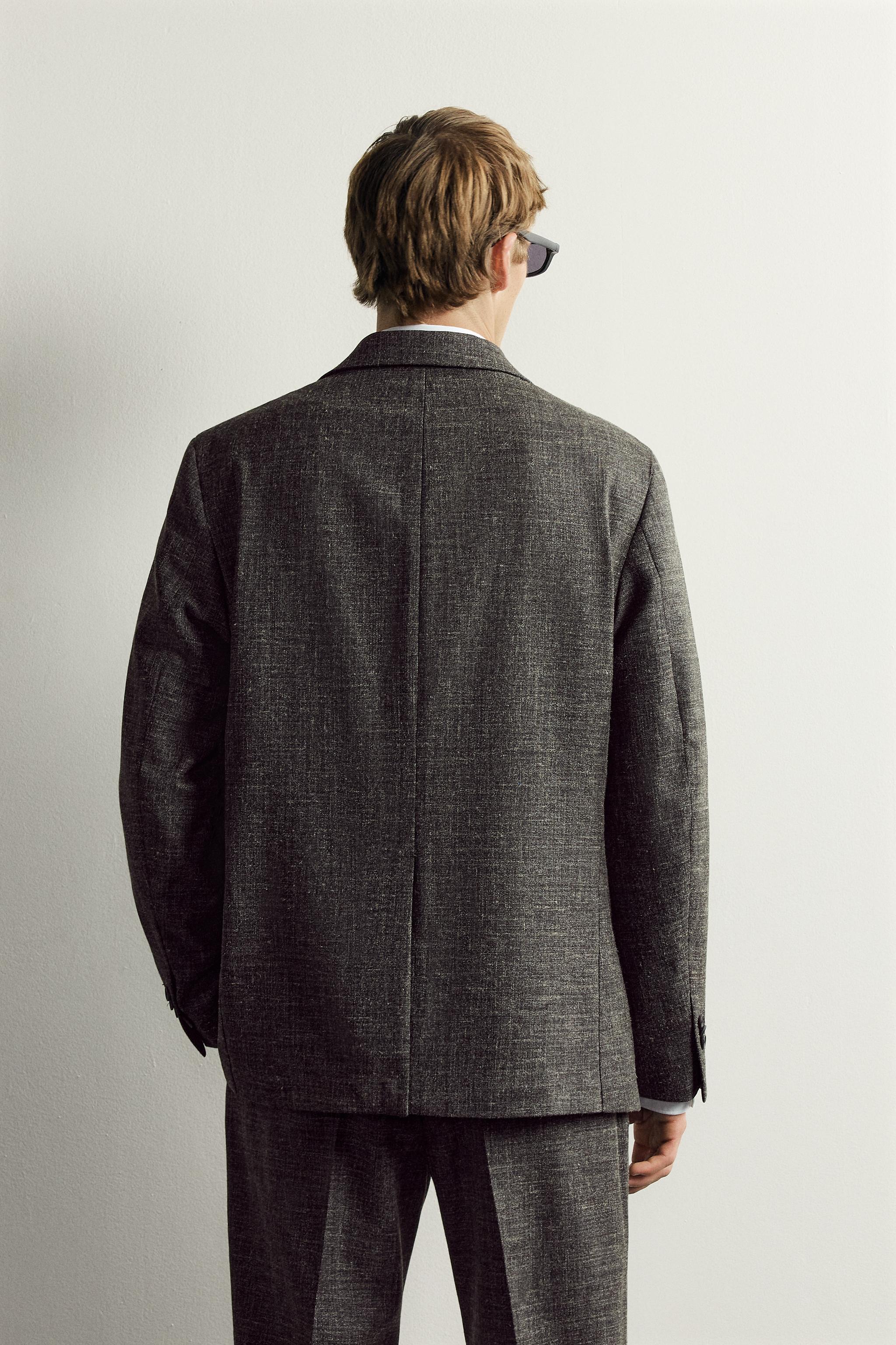 AARON LEVINE X ZARA WOOL-LINEN SUIT BLAZER